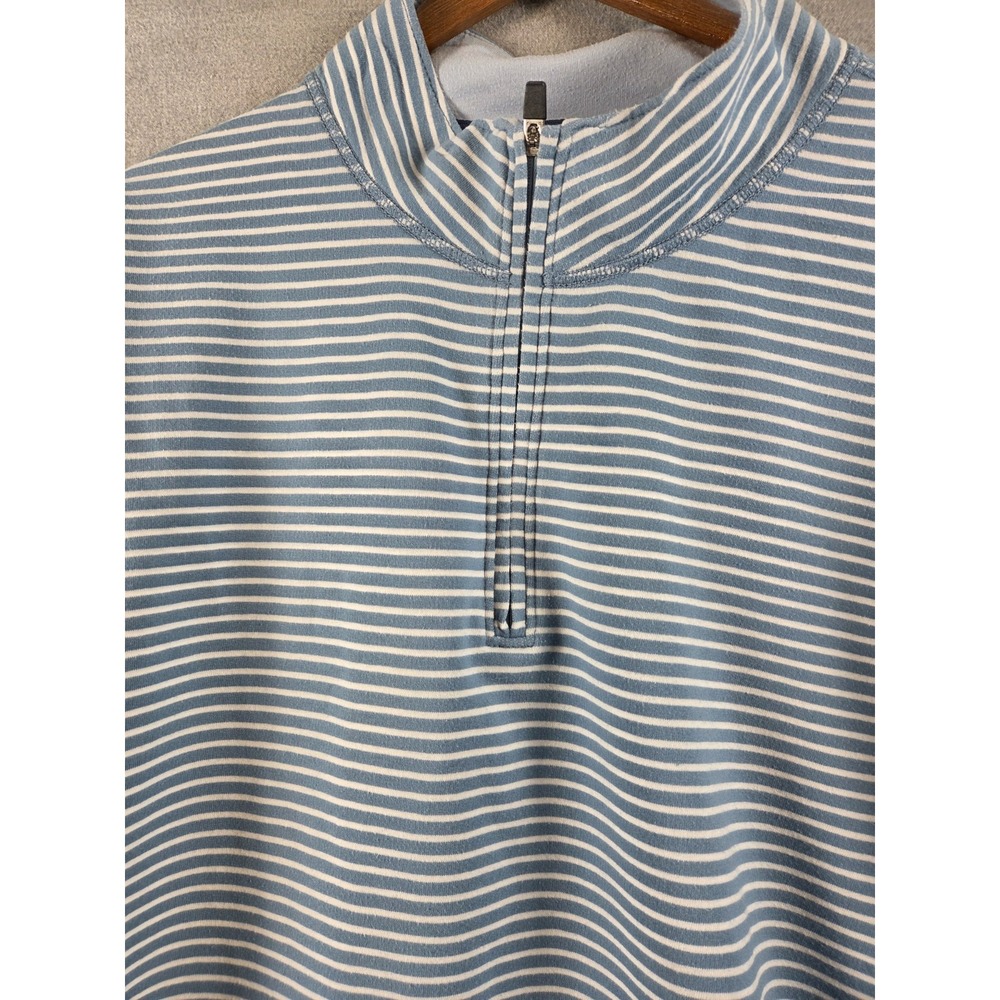 J Crew Performance 1/4 Quarter Zip Pullover Mens XL Blue Stripe Stretch Golf